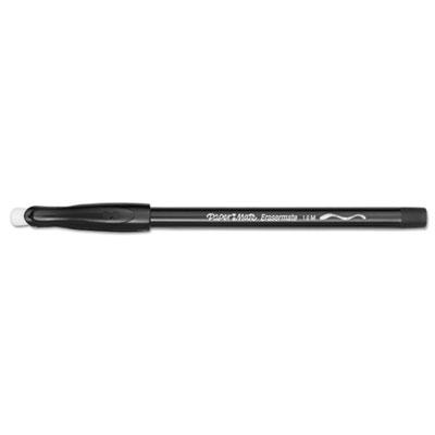 Paper Mate Eraser Mate Stick Ballpoint Pen, Medium 1mm, Black Ink/Barrel, Dozen