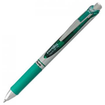 Pentel EnerGel RTX Retractable Gel Pen, Medium 0.7mm, Green Ink, Green/Gray Barrel