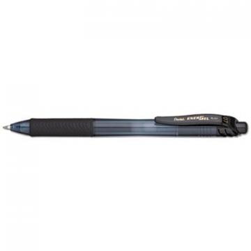 Pentel EnerGel-X Retractable Gel Pen, 0.7 mm Metal Tip, Black Ink/Barrel, Dozen
