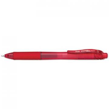 Pentel EnerGel-X Retractable Gel Pen, 0.5 mm Needle Tip, Red Ink/Barrel, Dozen