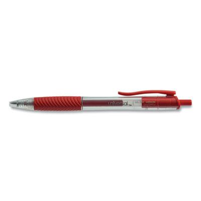 Universal Comfort Grip Retractable Gel Pen, 0.7mm, Red Ink, Translucent Red Barrel, Dozen