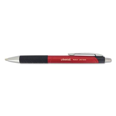 Universal Comfort Grip Retractable Ballpoint Pen, Medium 1mm, Red Ink/Barrel, Dozen