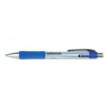 Universal Comfort Grip Retractable Gel Pen, Medium 0.7mm, Blue Ink, Silver Barrel, Dozen