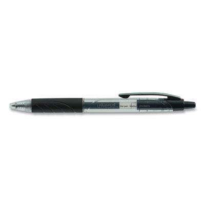 Universal Comfort Grip Retractable Gel Pen, 0.7mm, Black Ink, Clear/Black Barrel, 36/Pack