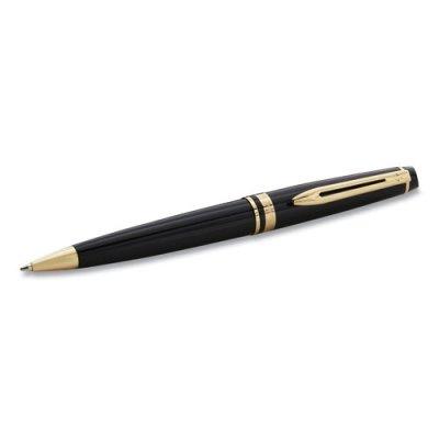 Waterman Expert Ballpoint Pen, Retractable, Medium 1 mm, Blue Ink, Black/Gold Barrel