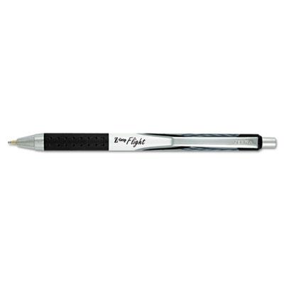 Zebra Z-Grip Flight Retractable Ballpoint Pen, 1.2mm, Black Ink, White Barrel, Dozen