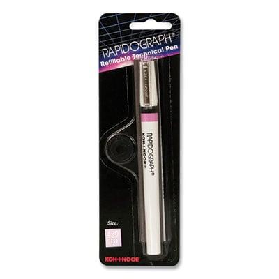 Koh-I-Noor 3165 Series Rapidograph Technical Drawing Fountain Pen, 4x0 0.18 mm, White/Pink Barrel