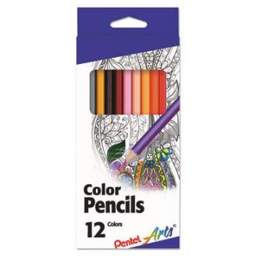 Pentel Arts Color Pencils, 1.98 mm, H (#3), Assorted Lead/Barrel Colors, Dozen