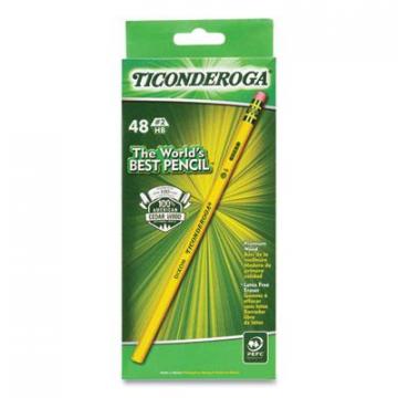 Ticonderoga Pencils, HB (#2), Black Lead, Yellow Barrel, 48/Pack