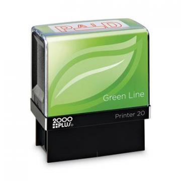2000 PLUS Green Line Message Stamp, Paid, 1 1/2 x 9/16, Red