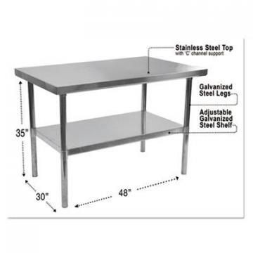 Alera Stainless Steel Foodservice Prep Table, 48 x 30 x 35h, Silver