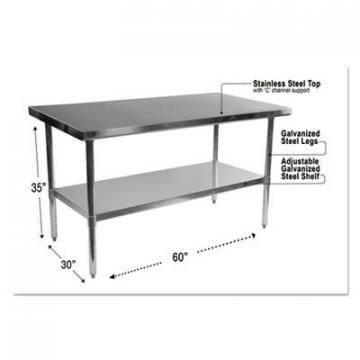 Alera Stainless Steel Foodservice Prep Table, 60 x 30 x 35, Silver
