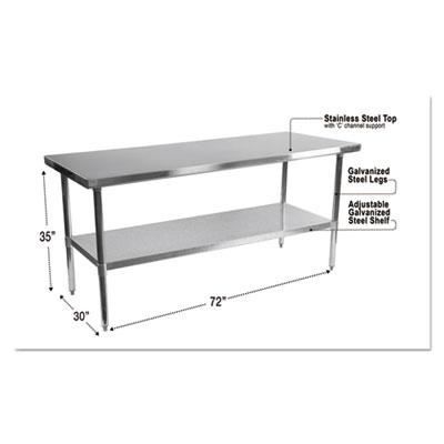 Alera Stainless Steel Foodservice Prep Table, 72 x 30 x 35, Silver