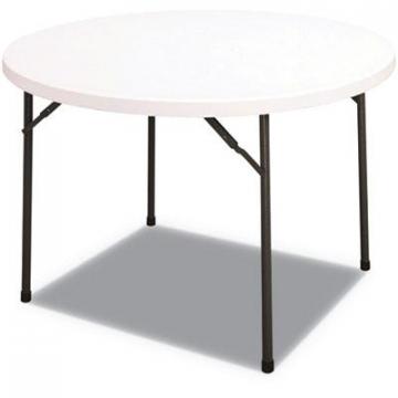 Alera Round Plastic Folding Table, 48 Dia x 29 1/4h, White