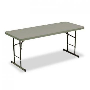 Iceberg IndestrucTable Classic Adjustable-Height Folding Table, 72 x 30 x 25 to 35 High, Charcoal
