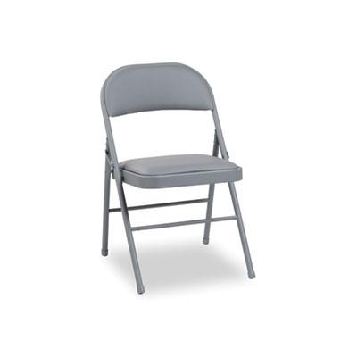 Alera Steel Folding Chair, Light Gray Seat/Light Gray Back, Light Gray Base, 4/Carton