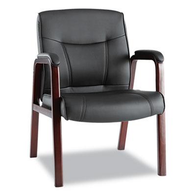 Alera Madaris Series Leather Guest Chair with Wood Trim Legs, 24.88" x 26" x 35"