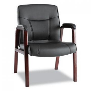 Alera Madaris Series Leather Guest Chair with Wood Trim Legs, 24.88" x 26" x 35"