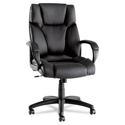 Alera Fraze Executive High-Back Swivel/Tilt Leather Chair, 275 lbs, Black Seat/Black Back