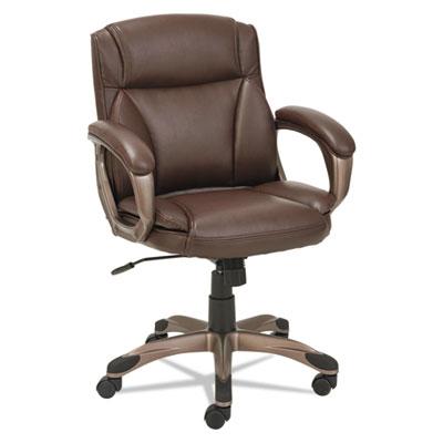 Alera Veon Series Low-Back Leather Task Chair, 275 lbs., Brown Seat/Brown Back, Bronze Base