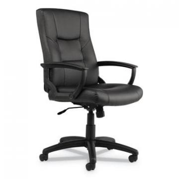 Alera YR Series Executive High-Back Swivel/Tilt Leather Chair, 275 lbs, Black Seat/Black Back