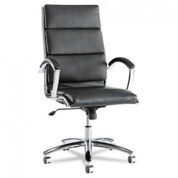 Alera Neratoli High-Back Slim Profile Chair, 275 lbs, Black Seat/Black Back, Chrome Base