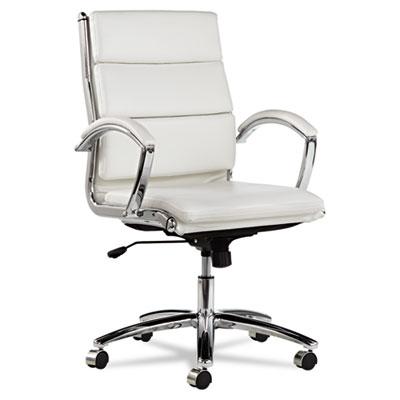 Alera Neratoli Mid-Back Slim Profile Chair, 275 lbs, White Seat/White Back, Chrome Base