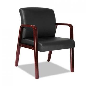 Alera Reception Lounge WL Series Guest Chair, Black Seat/Black Back, Cherry Base