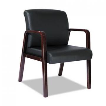 Alera Reception Lounge WL Series Guest Chair, Black Seat/Black Back, Mahogany Base
