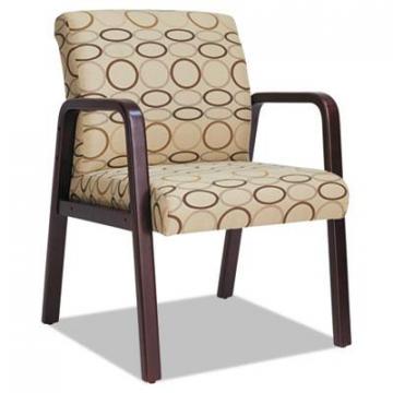 Alera Reception Lounge WL Series Guest Chair, Tan Seat/Tan Back, Mahogany Base