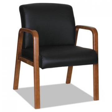 Alera Reception Lounge WL Series Guest Chair, Black Seat/Black Back, Walnut Base
