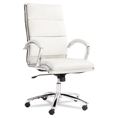 Alera Neratoli High-Back Slim Profile Chair, 275 lbs, White Seat/White Back, Chrome Base
