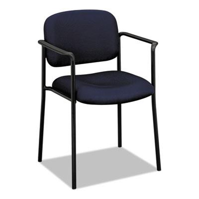 HON Basyx VL616 Stacking Guest Chair with Arms, Navy Seat/Navy Back