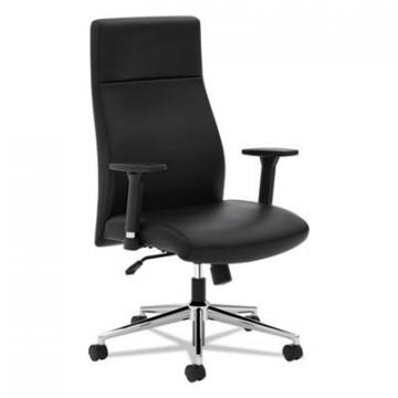 HON Basyx Define Executive High-Back Leather Chair, 250 lbs., Black Seat/Black Back