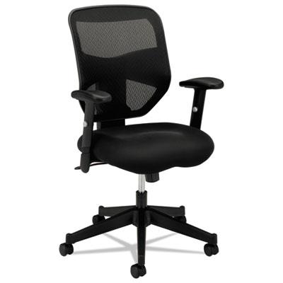 HON Basyx VL531 Mesh High-Back Task Chair with Adjustable Arms, 250 lbs., Black Seat/Black Back