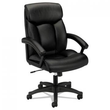 HON Basyx HVL151 Executive High-Back Leather Chair, 250 lbs., Black Seat/Black Back