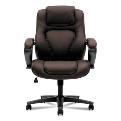 HON Basyx HVL402 Series Executive High-Back Chair, 250 lbs., Brown Seat/Brown Back