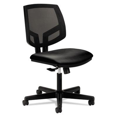 HON Volt Series Mesh Back Leather Task Chair, 250 lbs., Black Seat/Black Back