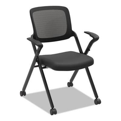 HON VL314 Mesh Back Nesting Chair, Black Seat/Black Back