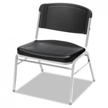 Iceberg Rough 'N Ready Big and Tall Stack Chair, Black Seat/Black Back, Silver Base, 4/Carton