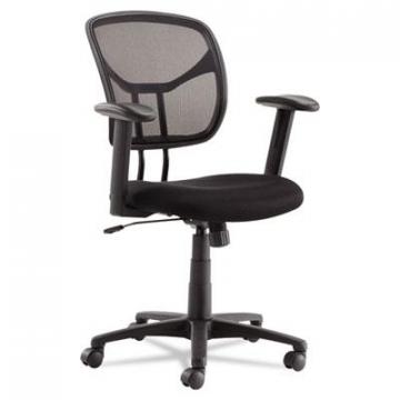 OIF Swivel/Tilt Mesh Task Chair with Adjustable Arms, 250 lbs., Black Seat/Black Back, Black Base