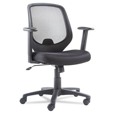 OIF Swivel/Tilt Mesh Mid-Back Chair, 250 lbs., Black Seat/Black Back, Black Base