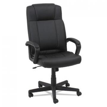 OIF Leather High-Back Chair, 250 lbs., Black Seat/Black Back, Black Base