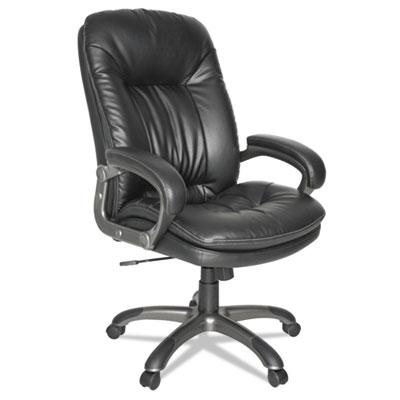 OIF Executive Swivel/Tilt Leather High-Back Chair, 250 lbs., Black Seat/Black Back, Black Base