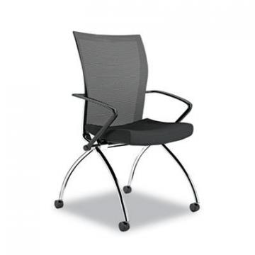 Safco Valor Training Series High-Back Nesting Chair, Black Seat/Black Back, Silver Base, 2/Carton