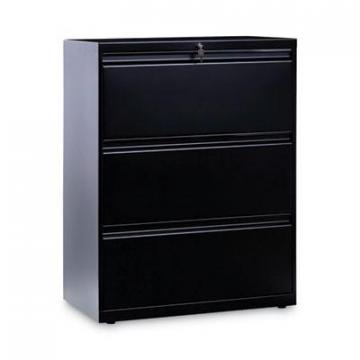 Alera Three-Drawer Lateral File Cabinet, 30w x 18d x 39.5h, Black