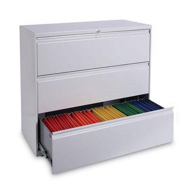 Alera Three-Drawer Lateral File Cabinet, 42w x 18d x 39.5h, Light Gray