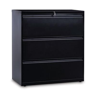Alera Three-Drawer Lateral File Cabinet, 36w x 18d x 39.5h, Black