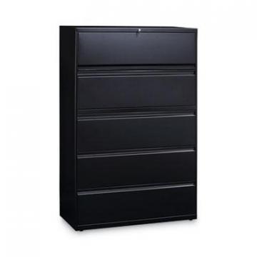 Alera Five-Drawer Lateral File Cabinet, 42w x 18d x 64.25h, Black