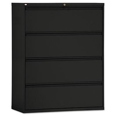 Alera Four-Drawer Lateral File Cabinet, 42w x 18d x 52.5h, Black